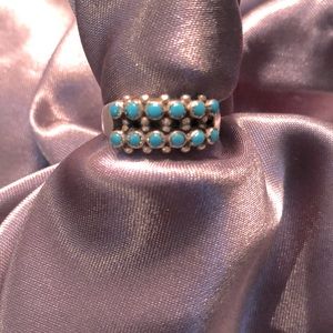 Genuine native American sterling silver turquoise ring